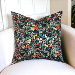 Rifle Paper Co Bon Voyage Meadow in Black Fabric Pillow Cover - thumbnail 1