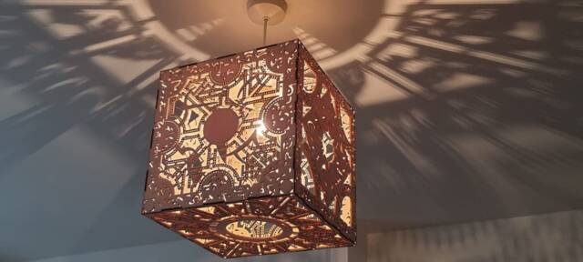 Bespoke Made To Order Puzzle Box Detailed Wooden Light Shade - image 1