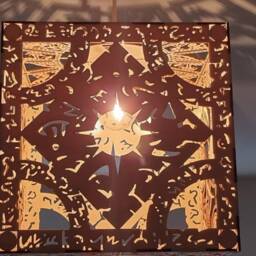 Bespoke Made To Order Puzzle Box Detailed Wooden Light Shade - thumbnail 3