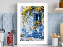 Alfresco Med - Wall Print Abstract Art Flowers Gift Idea Bespoke Poster A5 A4 A3 Framed Or Unframed - thumbnail 1