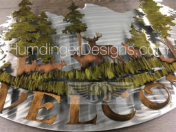 Deer in Forest Metal Wall Art Hand-Painted Living Room Decor - thumbnail 1