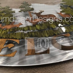 Deer in Forest Metal Wall Art Hand-Painted Living Room Decor - thumbnail 3