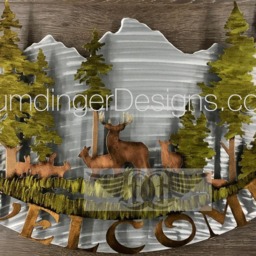 Deer in Forest Metal Wall Art Hand-Painted Living Room Decor - thumbnail 2