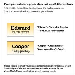 Personalised Wood Photo Blocks Set Of 3 - Engraved Beech Picture Holder Custom Message Display Plinth Minimalist Desk Frame Pack - thumbnail 3