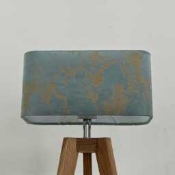 Duck Egg Blue Gold Foil Marbled Velvet Rounded Rectangle Lampshade - thumbnail 4
