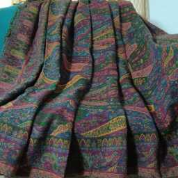 Luxury Boiled Pure Merino Wool Reversible Sofa Or Bed Throws For Ultimate Comfort & Style - Classic Bold Paisley Green, Pink & Blue - thumbnail 2