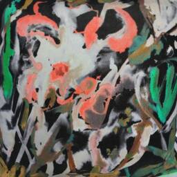 Expressive Watercolour Floral Velvet Cushion - Off Black, - Last Two Available - thumbnail 4