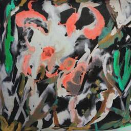Expressive Watercolour Floral Velvet Cushion - Off Black, - Last Two Available - thumbnail 3