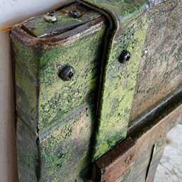 Flaky Green Paint Full Length Mirror Industrial Military Style - thumbnail 2