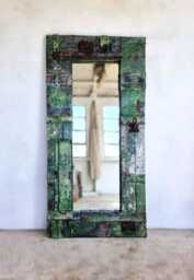 Flaky Green Paint Full Length Mirror Industrial Military Style
