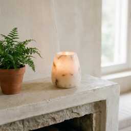 Egyptian Alabaster Candle Holder - 14.5 ?? 12.5 cm - thumbnail 4