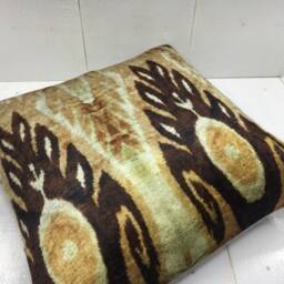 Ikat Silk Pillow Cover - 16x16 Hand Dyed Accent Cushion - thumbnail 4