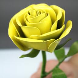 Handcrafted Steel Yellow Rose Forever Metal Flower - thumbnail 2