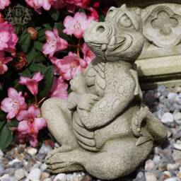 Cheeky Dragon Stone Statue - Mythical Chinese Outdoor Garden Ornament Decor - thumbnail 2