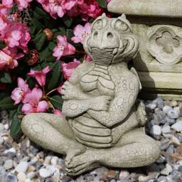 Cheeky Dragon Stone Statue - Mythical Chinese Outdoor Garden Ornament Decor - thumbnail 1