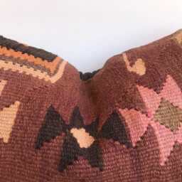 Vintage Turkish Kilim Pillow Cover, Handwoven Lumbar Cushion - 16x24 - thumbnail 3