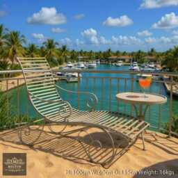 Distressed Grey Scrolling Metal Relaxing Garden Sun Lounger, Sunbed, Dreamy Look - thumbnail 2