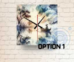 Chinese Lake Scene Glass Wall Clock Zen Home Decor - 20cm/30cm Available - thumbnail 1