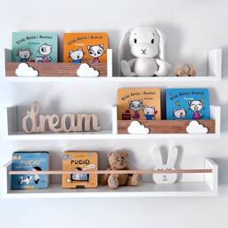 White Floating Shelves Nursery, Scandinavian Kids Bookshelf, Set Of 3 - thumbnail 2