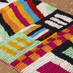 Colorful Berber Wool Runner Rug Authentic Moroccan Hallway Rug - thumbnail 3