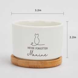 Personalized Memorial Plant Pot, Mini Pot With Bamboo Tray, Never Forgotten Custom Flower Sympathy Gifts For Dog Mom - thumbnail 4