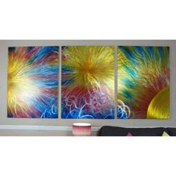 Modern Abstract Metal Wall Art, Multi Coloured. Indoor/Outdoor Decor - thumbnail 1