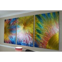 Modern Abstract Metal Wall Art, Multi Coloured. Indoor/Outdoor Decor - thumbnail 2