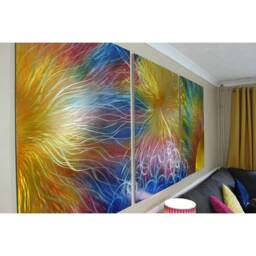 Modern Abstract Metal Wall Art, Multi Coloured. Indoor/Outdoor Decor - thumbnail 3