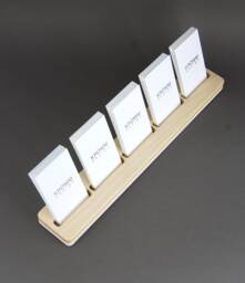 Maple Wood Business Card Holder - Modern Acrylic 5-Card Display