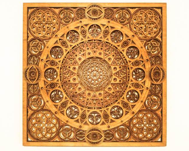Square Mandala Laser Cut Wood Art Meditation Buddhas Seed Of Life Eyes Yoga Sacred Geometry Visionary Geometric Abstract Wall - image 1