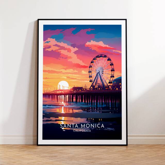Santa Monica Travel Print - United States, California Poster, Home Decor, Gift Or Canvas - image 1