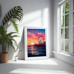 Santa Monica Travel Print - United States, California Poster, Home Decor, Gift Or Canvas - thumbnail 2