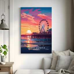 Santa Monica Travel Print - United States, California Poster, Home Decor, Gift Or Canvas - thumbnail 3