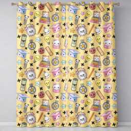 Cute Kawaii School Supplies Cat Books Beige Background Seamless Pattern Readymade Eyelet Ring Top Thermal 100% Blackout Curtains - thumbnail 2