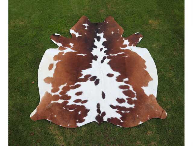 Genuine Brown & White Cow Skin Rug-Natural Hair On Brazilian Hide-Large Cowhide Floor Area Rug-Authentic Rug-Gift For Christmas - image 1