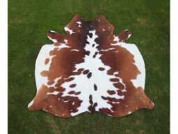 Genuine Brown & White Cow Skin Rug-Natural Hair On Brazilian Hide-Large Cowhide Floor Area Rug-Authentic Rug-Gift For Christmas - thumbnail 1