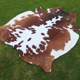 Genuine Brown & White Cow Skin Rug-Natural Hair On Brazilian Hide-Large Cowhide Floor Area Rug-Authentic Rug-Gift For Christmas - thumbnail 3