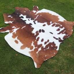 Genuine Brown & White Cow Skin Rug-Natural Hair On Brazilian Hide-Large Cowhide Floor Area Rug-Authentic Rug-Gift For Christmas - thumbnail 2