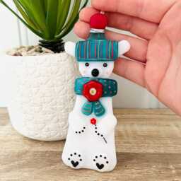 Cute Polar Bear Fused Glass Christmas Decoration, Fused Glass Ornament, Cornwall, Cornish - thumbnail 1