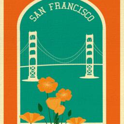 San Francisco Art Print, Golden Gate Bridge & Poppies Wall Art, Sf Artwork, Loose Petals City - Style E8-O-Sf9 - thumbnail 2
