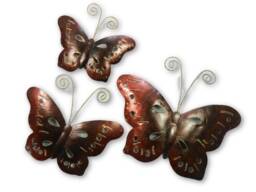 Set Of 3 Metal Butterfly Wall Hanging - Bronze