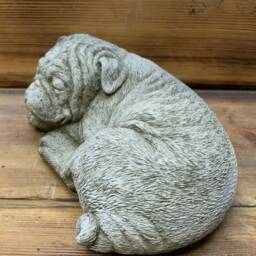 Stone Garden Cute Laying Sleeping Pug Dog Ornament Statue - thumbnail 2