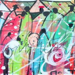 Colorful Community Canvas Print, African American Art, Black Wall Art, Home Decor Watercolor Art, Abstract Gifts - thumbnail 2