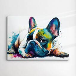 Colorful French Bulldog Dog Pet Abstract Modern Oil Painting Wall Art, Framed Canvas Poster Print, Home Kitchen Office Room Decor, Gifts - thumbnail 3
