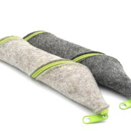 Pen Case For 2 Writing Instruments, Fountain Pen Case, Pen, Spiral Pens, Ballpoint Green, Grey - thumbnail 2