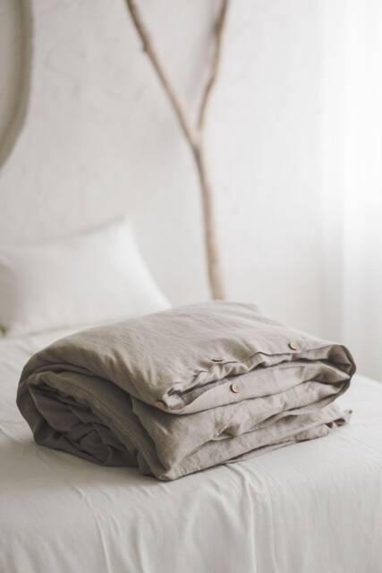 Handcrafted Linen Duvet Cover With Coconut Buttons, Sustainable & Natural Bedding, Available in All Sizes, Soft, Durable, & Eco-Friendly - image 1