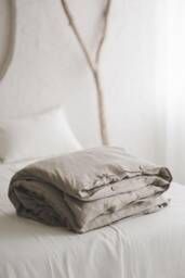 Handcrafted Linen Duvet Cover With Coconut Buttons, Sustainable & Natural Bedding, Available in All Sizes, Soft, Durable, & Eco-Friendly - thumbnail 1