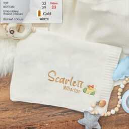 Personalized Christmas Baby Blanket, Embroidered Organic Cotton Knit - thumbnail 3