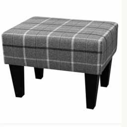 Luxe Footstool in A Sophie Tartan Zinc Fabric - Handmade Britain - thumbnail 2