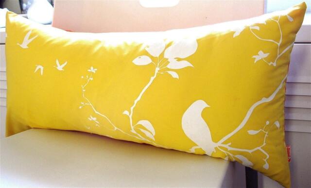 Yellow Flying By Rectangle Pillow - image 1